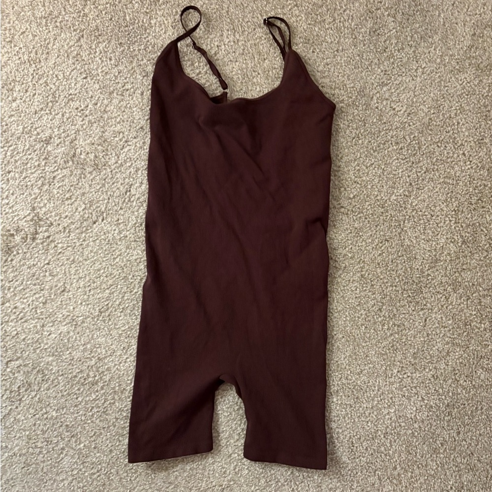 Free people seamless brown romper ribbed